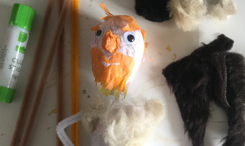 An example of a caveman puppet